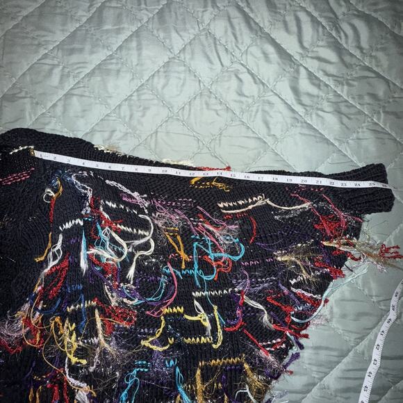 Hand Knitted Sz XL Dazzle Tassel Sweater Art To Wear Chunky Knit Unique Colorful - Picture 8 of 8